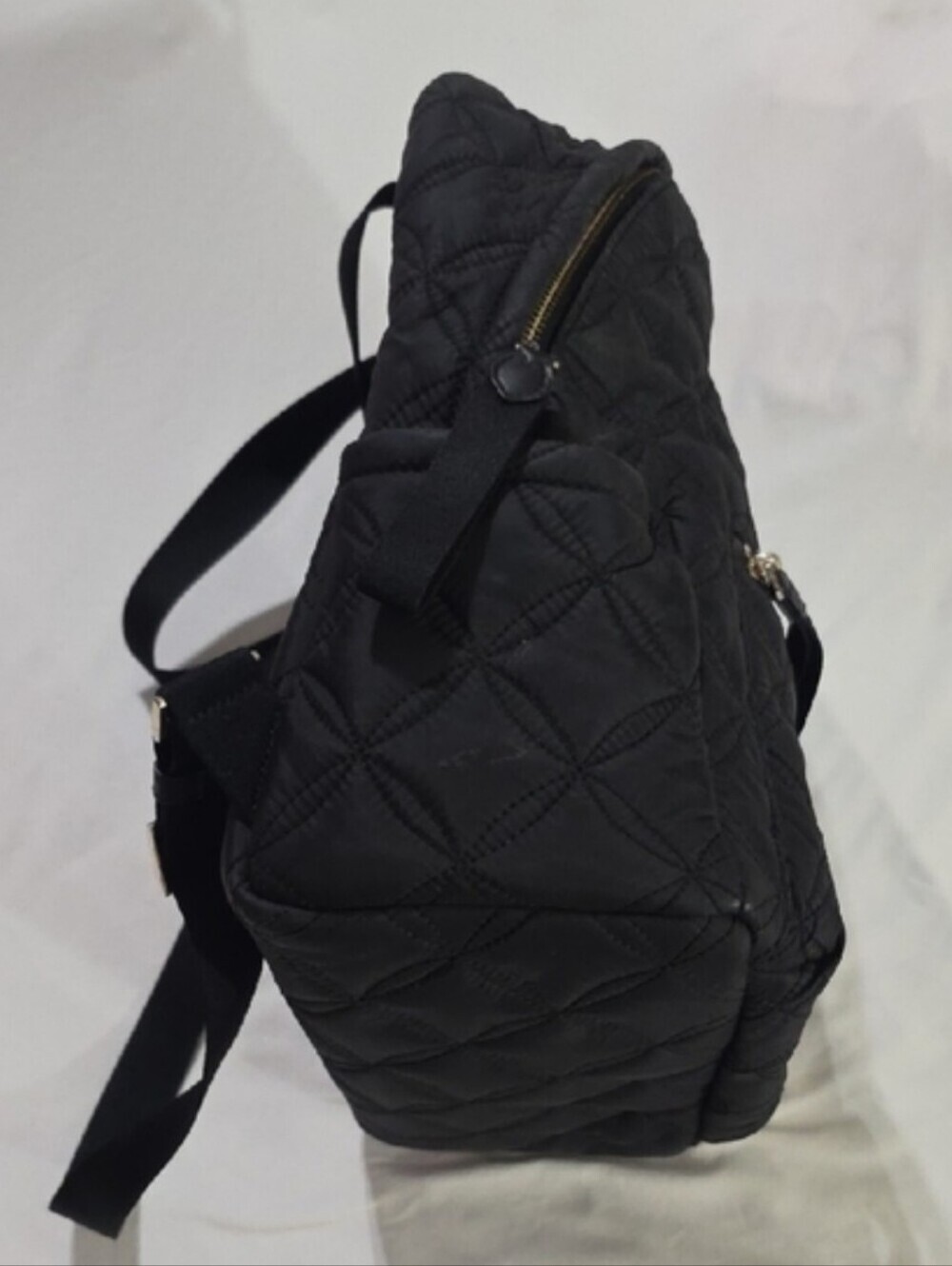 Kate Spade New York Black Quilted Nylon Backpack Gold Zip Travel Laptop Bag - Picture 3 of 10